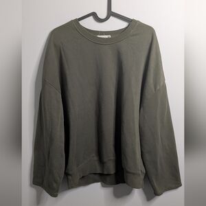 Good American Sweatshirt - wide arm, olive green size L